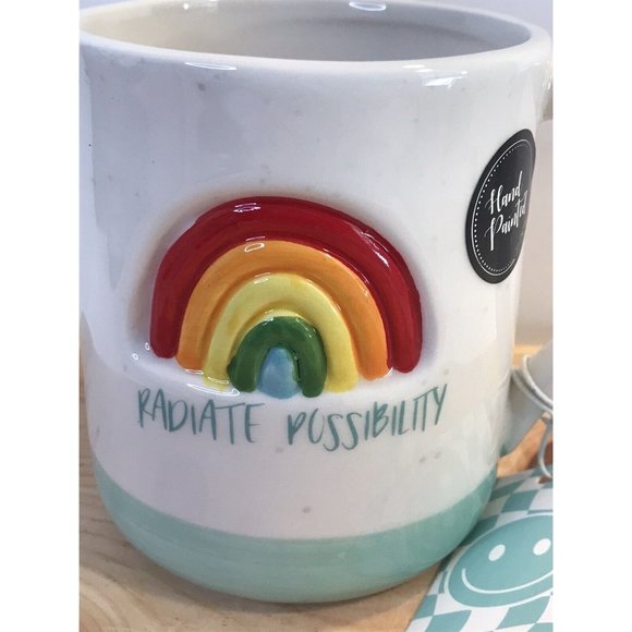 Wandering Moon Rainbow Radiate Possibility Hand Painted Ceramic Coffee Tea Mug - Picture 2 of 8